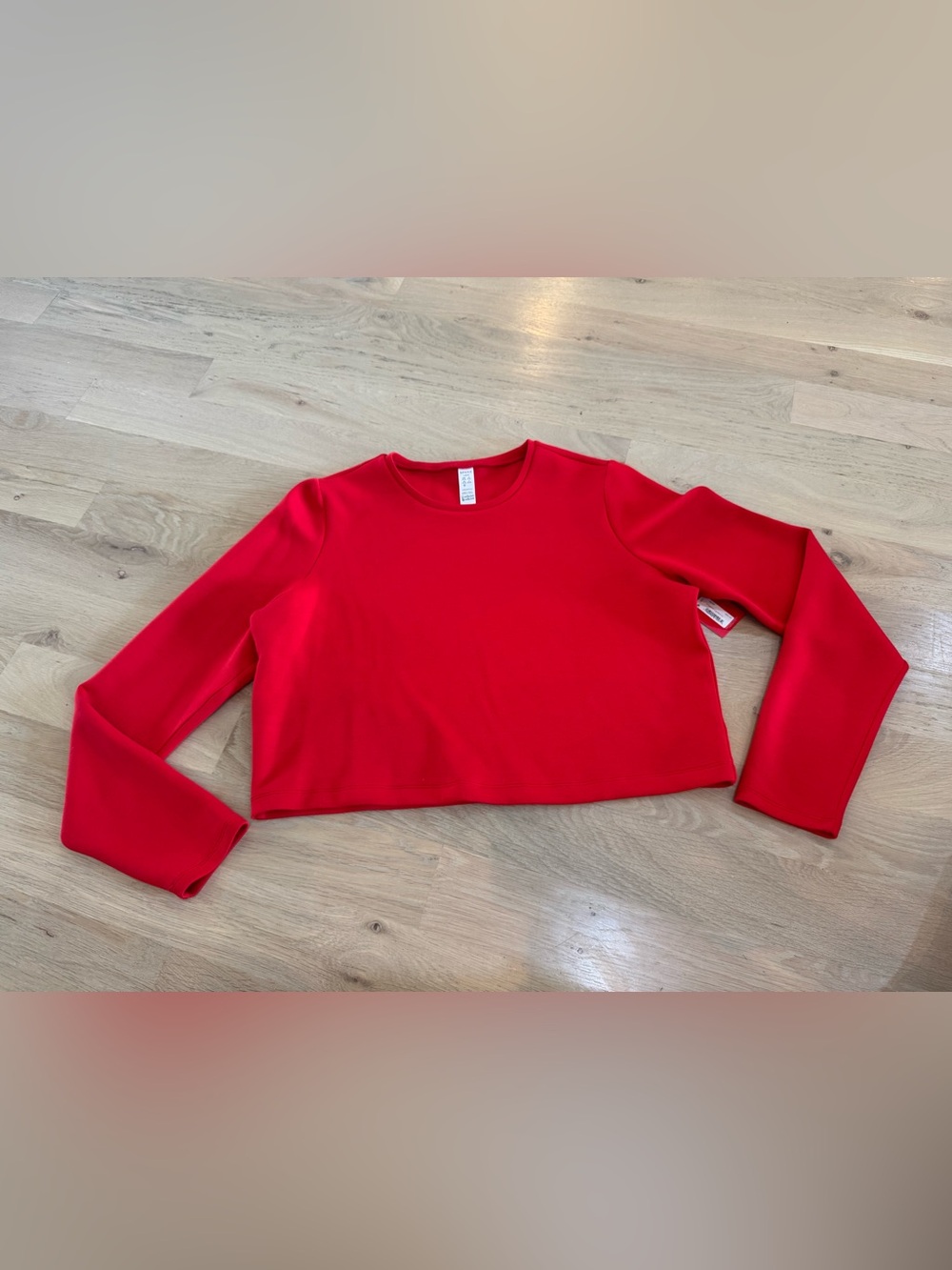 Spanx Air Essentials long sleeve top cropped red size large NWT